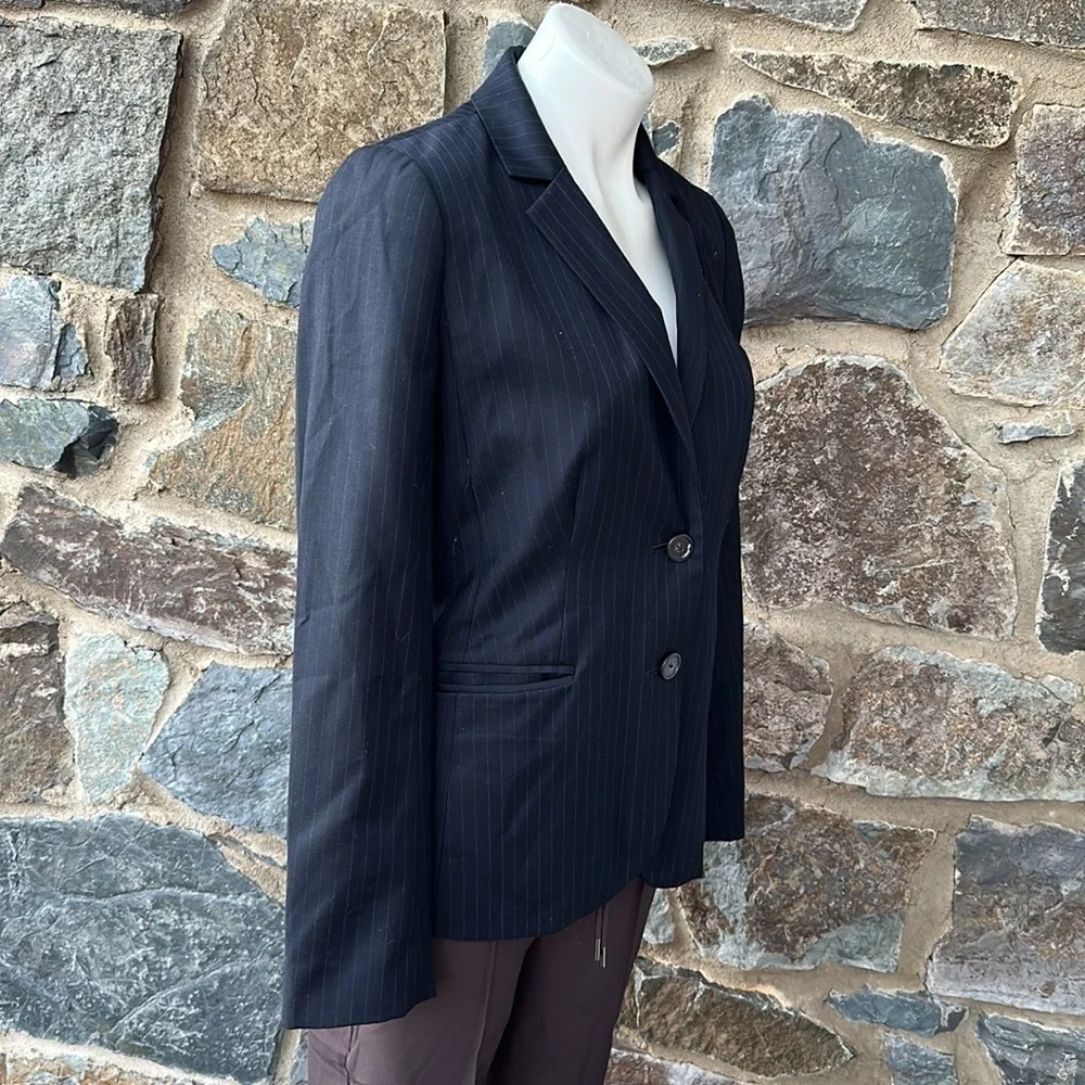 J. Crew Wool Notch Collar Two Button Blazer in Navy Pin Stripe Size 4